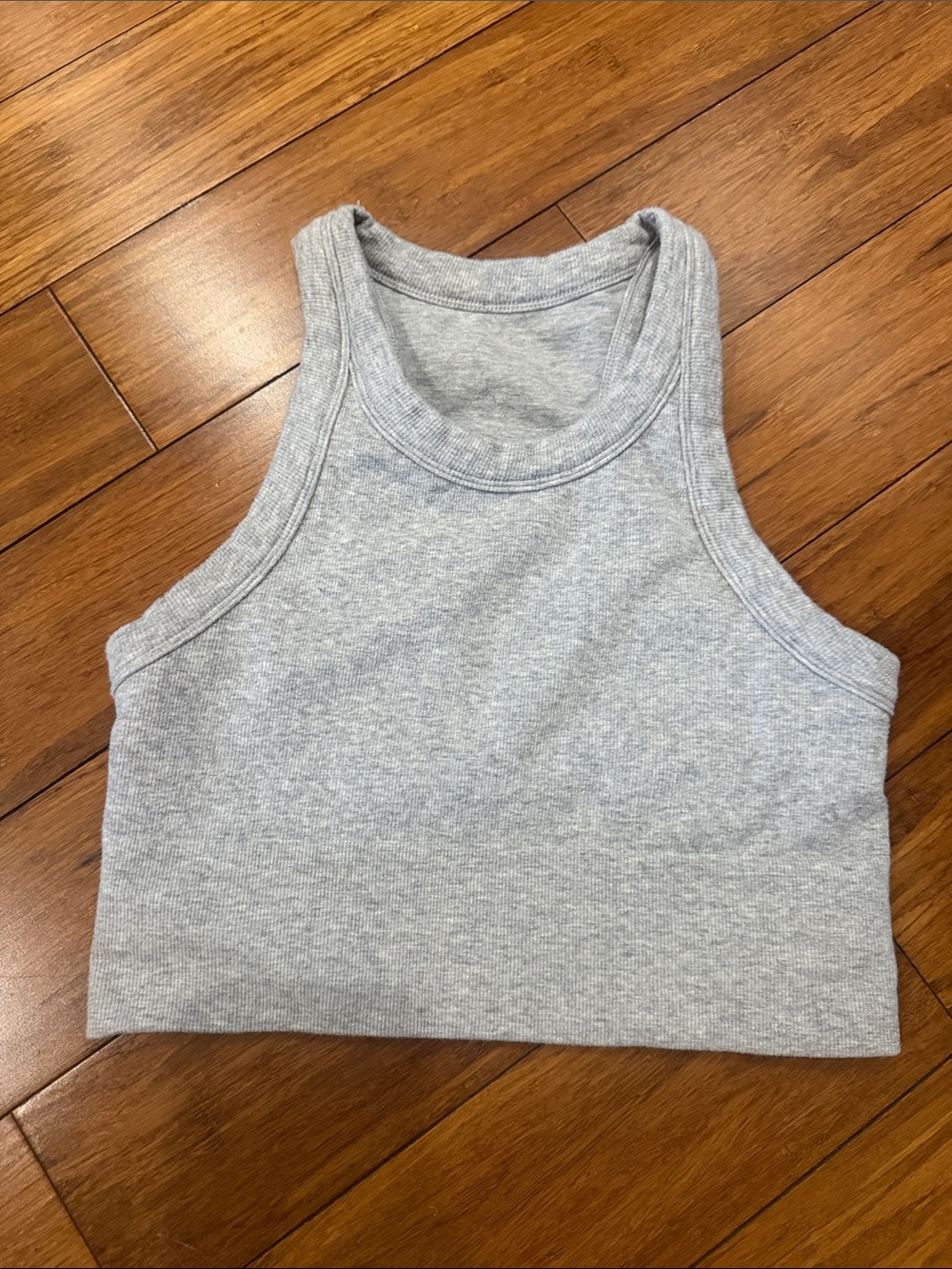Alo Yoga Seamless Delight High Neck Bra in Athletic Heather Grey